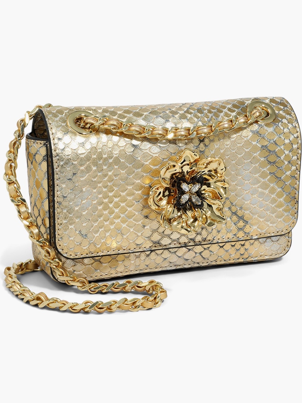 Alexis Bittar Mini Bella Python Embossed Leather Clutch Color Gold Python NWT - Picture 1 of 14